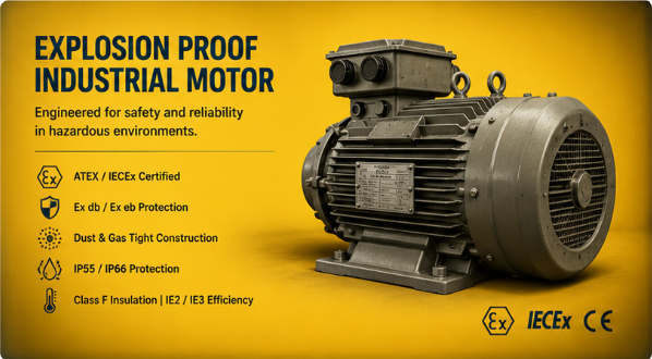 Explosion-proof industrial electric motor illustration